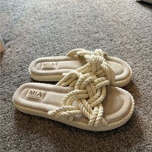 Women's Beige Rope Sandals